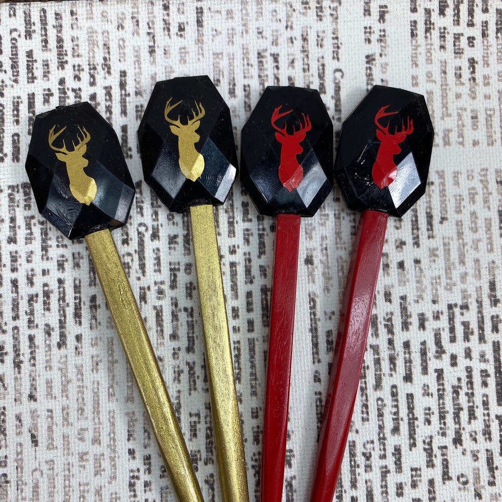 Hairsticks Hair sticks Gold Red